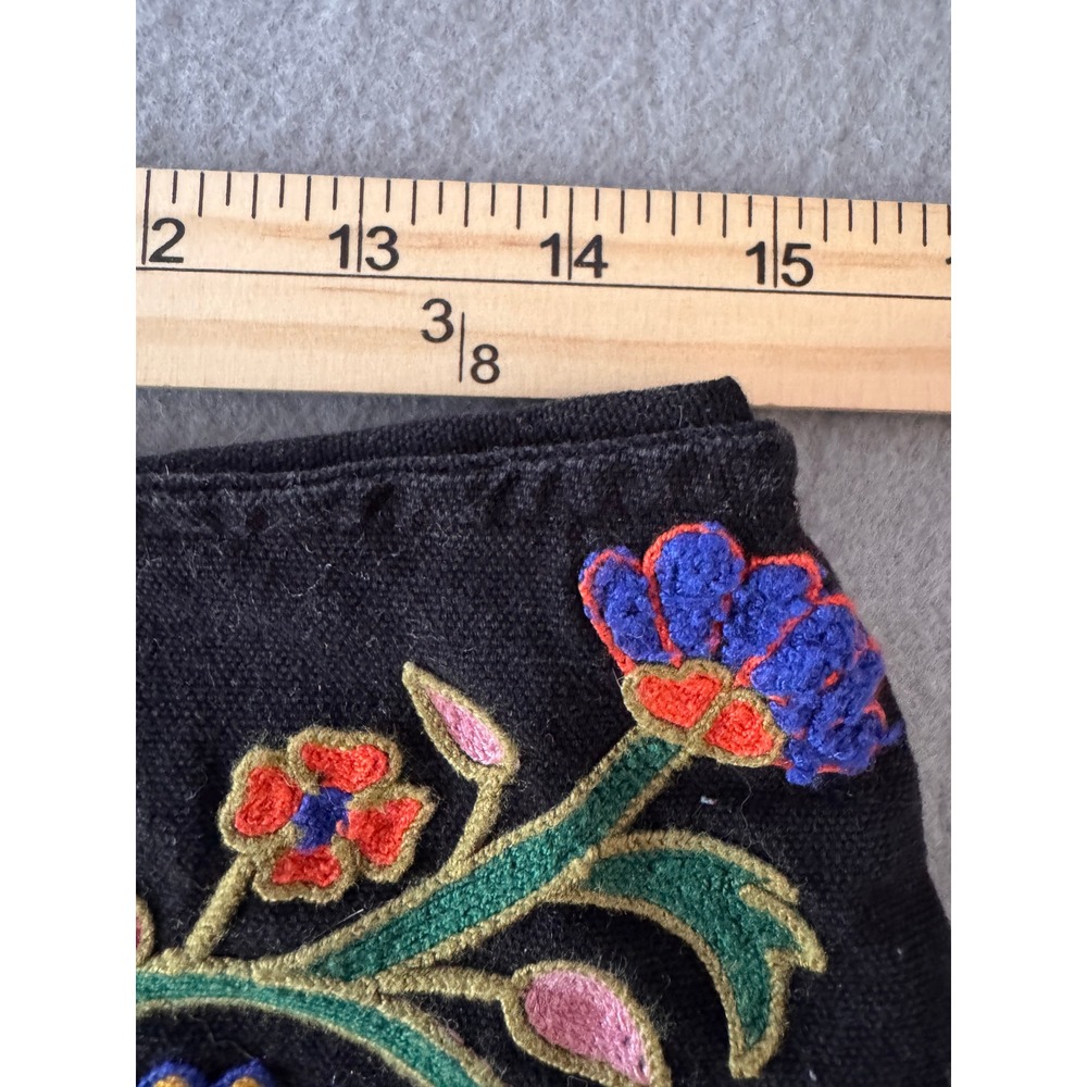 Zara Woman Size 2 Embroidered Floral Bird Mini Skirt Black Boho - Picture 5 of 6